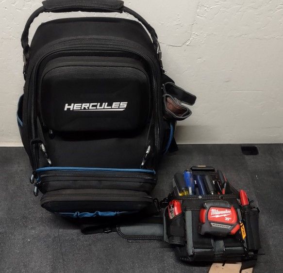 Hercules Backpack 🎒 Tool Bag & Tough Built Electrical Pouch With Tools