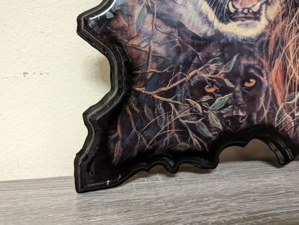 African Tiger, Lion, Panther Big Cats Wildlife Barnwood Wall Art Wooden Scene