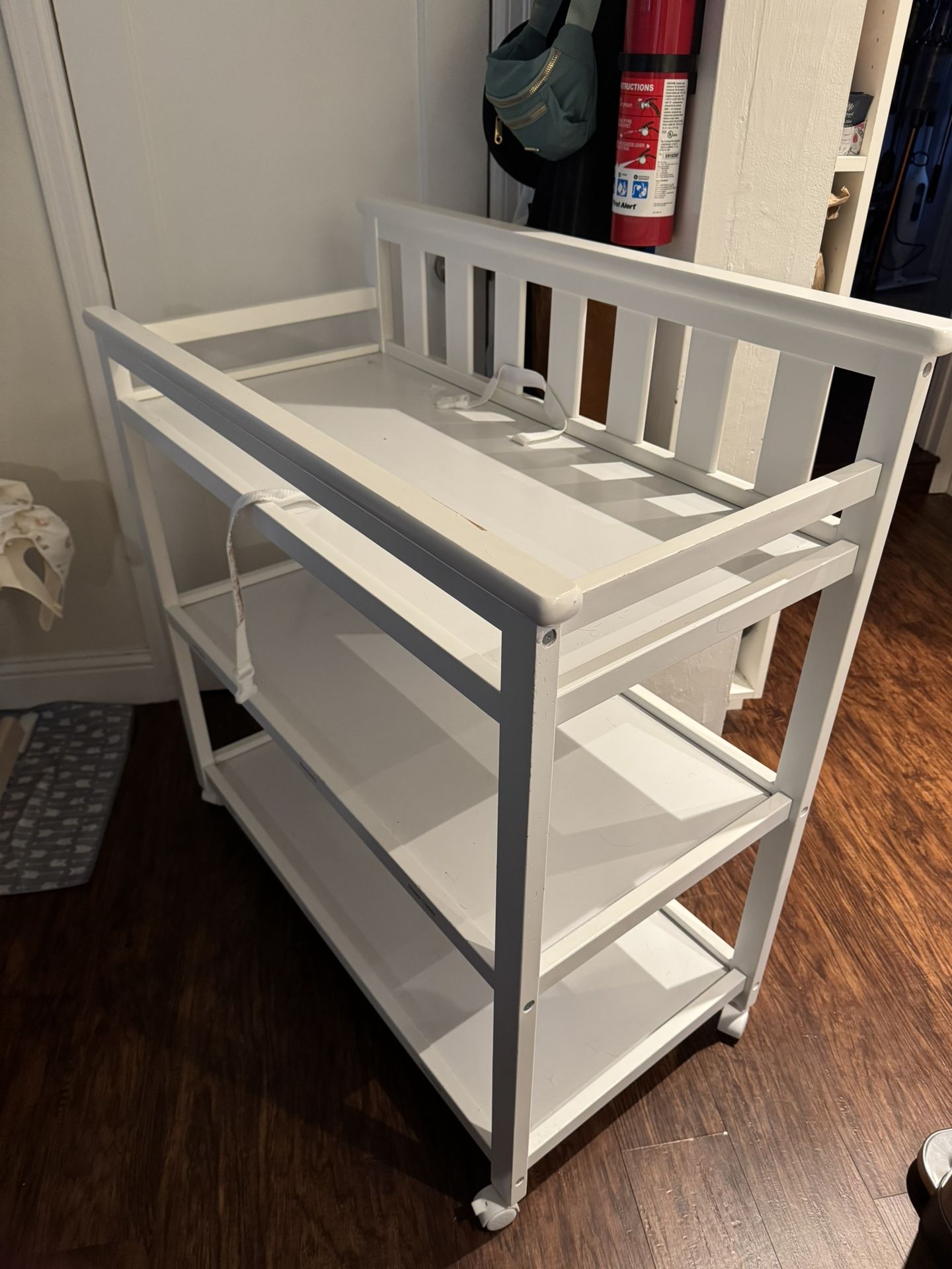 White diaper changing station & storage