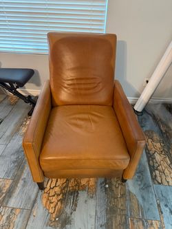 West Elm Leather Push-Back Recliner — Cognac