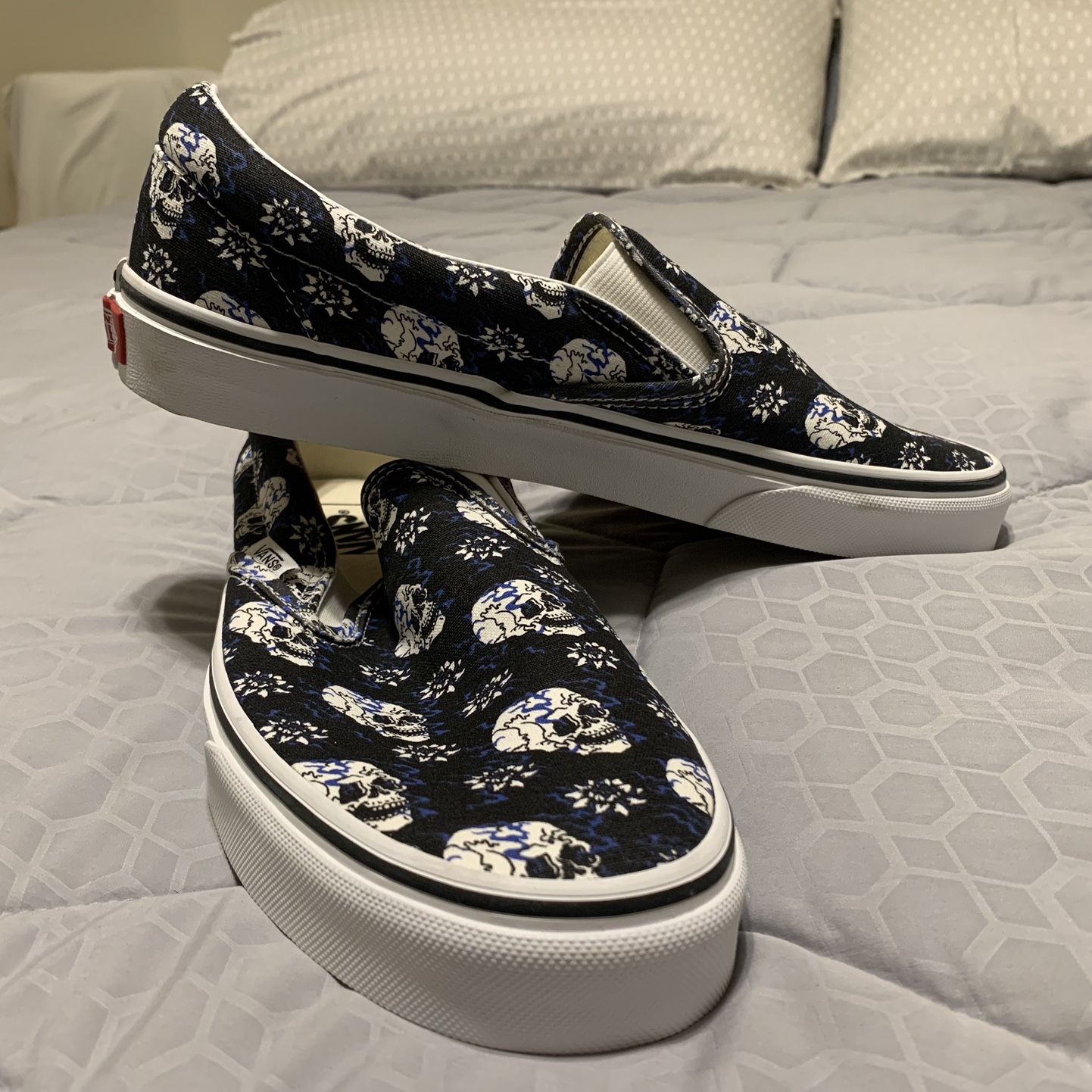 US 10 Supreme Vans Slip-On Pro Skull Pile 18Ss Black Us10
