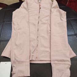 Lululemon Define Jacket Pink/Rose Gold matching set with flare leggings 