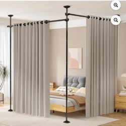 SUNALLY Room Dividers Curtain Rod No Drilling, 4-10ft(H) 28-114inch(W) Adjustable Room Separator for Space Partition, Heavy Duty Floor to Ceiling Tens