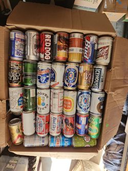 Box Of Vintage "B E ER" Cans