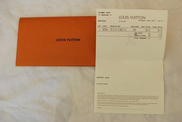 Authentic Louis Vuitton LV Orange Receipt Holder Envelope One