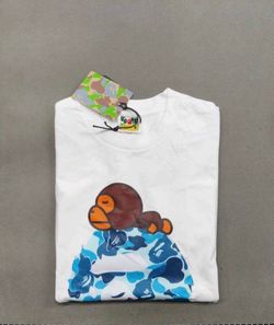 BAPE ABC Camo Milo On Big Ape Head T-Shirt White/Blue