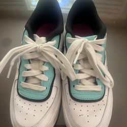 nike air force 1’s, blue n pink design, size 4