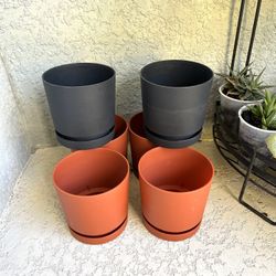 4 Inch Plant Pots 6 Pcs 