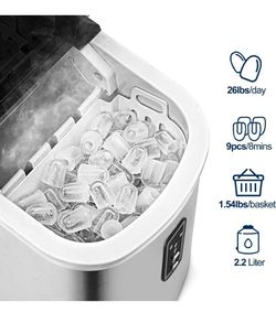 Euhomy Ice Maker Machine Countertop, 26 lbs in 24 Hours, 9 Cubes Ready