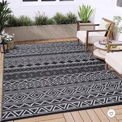 9x12 Large Outdoor / Indoor Modern Geometric Patio Area Reversible Rug