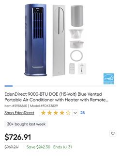  9000-BTU DOE (115-Volt) Blue Vented Portable Air Conditioner with Heater with Remote 