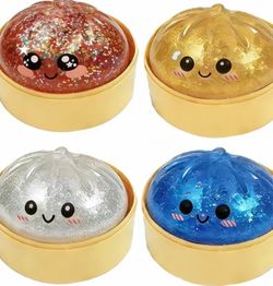 Glitter Dumpling Squishy Stress Ball Toys Set of 4