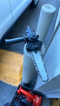 Chain saw attachment for drill