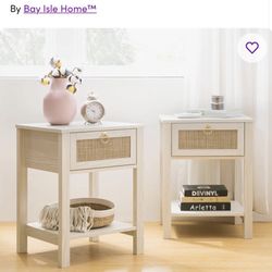 Set Of 2 Rattan Nightstands 