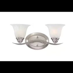 Volume Lighting Trinidad 2-Light Brushed Nickel Vanity Light w/Alabaster Shades