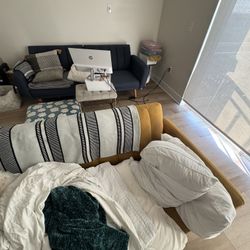 Free Free Free Pick Up Now Today Only Your Choice Between A Blue Or Gold Couch, Table