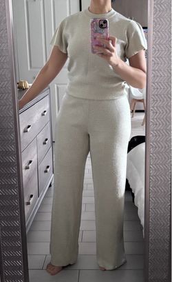 Cream Rhinestone Two-Piece Set Size Small