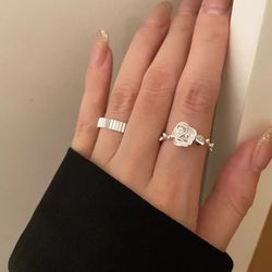 925 Sterling Silver Floral Women's Cuff Rings Ring Band Gift