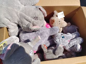 Box of stuffed elephants about 10-15