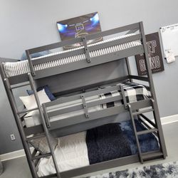 Triple Grey Bunk Bed With Matteress $998