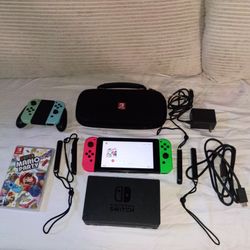 Nintendo Switch V1 Unpatched (HAC-001) Bundle - Extra Joy-Cons, Mario Party & Case