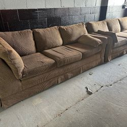 💰EACH — Set of 2 Matching Brown Fabric Sofa Couch & Chaise - Affordable Furniture Need Gone ASAP Delivery Available Estate Sale Cheap