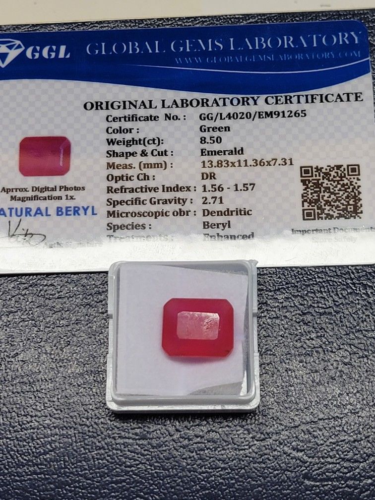 8.50ct Red Beryl [Emerald] Emerald Cut Loose Crystal Gemstone 