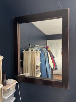Thick Wooden Hanging Mirror
