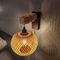 Plug in Wall Decor Sconces Set of 2 Rattan Wall Sconce Boho Wicker