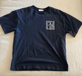 Rhude Men’s Black Oversized Graphic T-Shirt Size Large L Front & Back Logo Tee