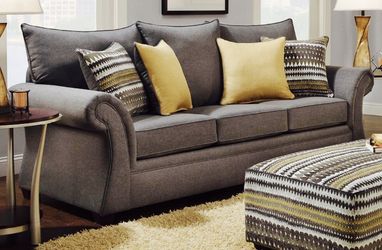 New grey high back sofa! More couch and loveseat specials with bedroom suite set combos here!