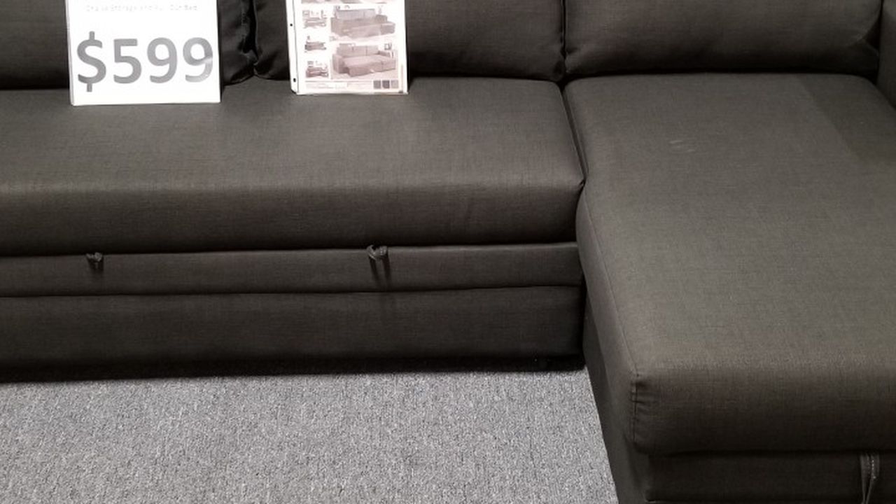 Brand New 91" x 61" Black Linen Convertible Sectional With Storage Chaise