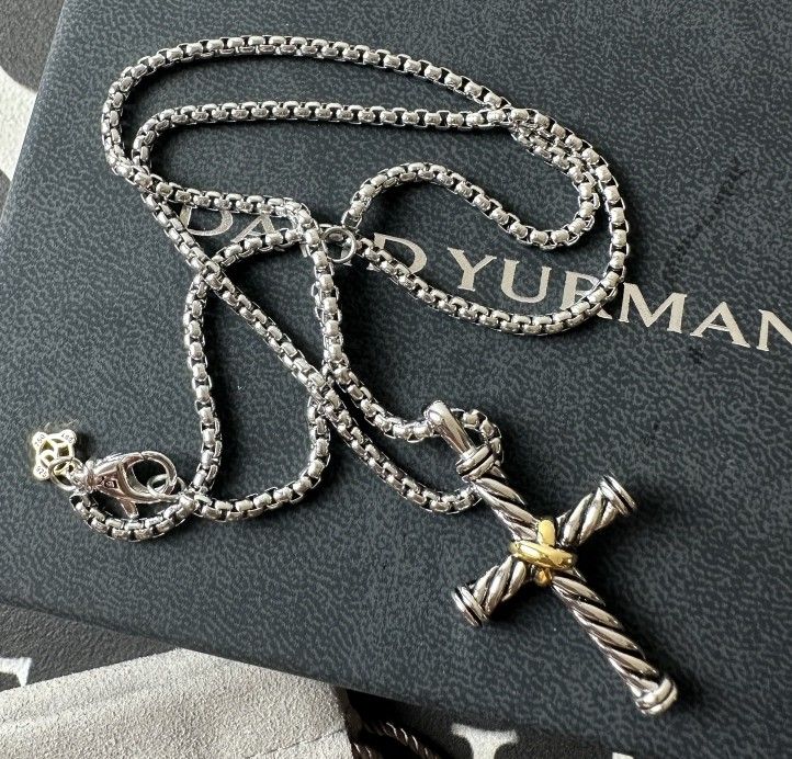 David Yurman classic cross pendant pure silver necklace