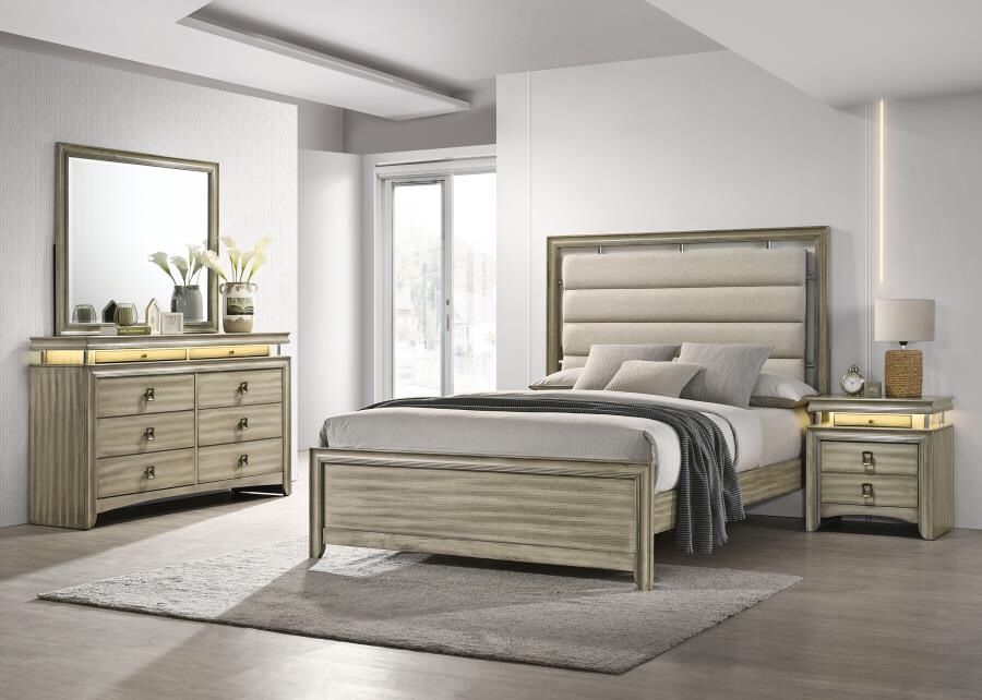 4 Piece Bedroom Set Include Queen Bed, Dresser, Mirror, 1 Nightstand…Optional Chest can be added