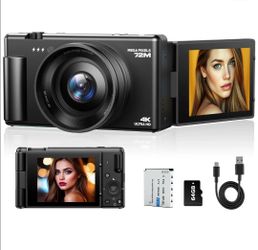 4K Digital Camera for Photography, Vlogging, YouTube, Autofocus and Flip Screen | Black