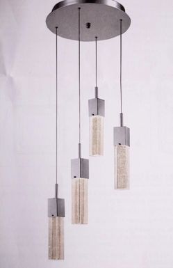 Brand NEW in a Box ,LED 4 Light Adjustable Pendant Modern Light Fixture Chandelier Chrome Crystal