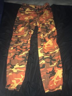 Orange camo cargo pants
