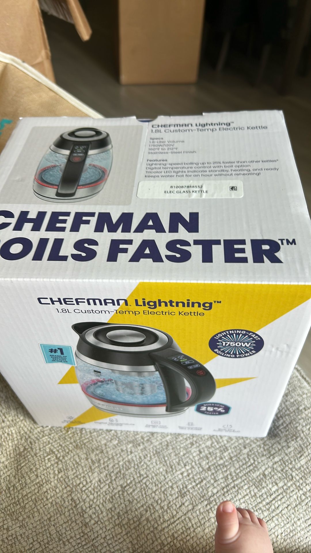 Chefman Lightning 1.8L Custom-Temp Electric Kettle, 1750W with Tea Infuser - Stainless Steel