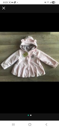 NEW Disney Minnie Mouse Kids Children Girl Soft Fur Fleece Hoodie Jacket Coat Size 3T