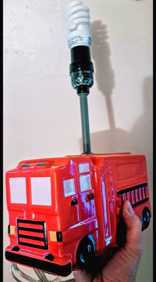 Target Discontinued Pillowfort Fire Truck Red Lamp Ceramic With Bulb No Shade