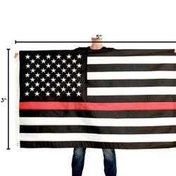 Thin Red Line Firefighter USA American Indoor Outdoor Heavy Duty Large 3x5ft Flag