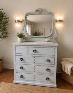 Chic cottage dresser and mirror set