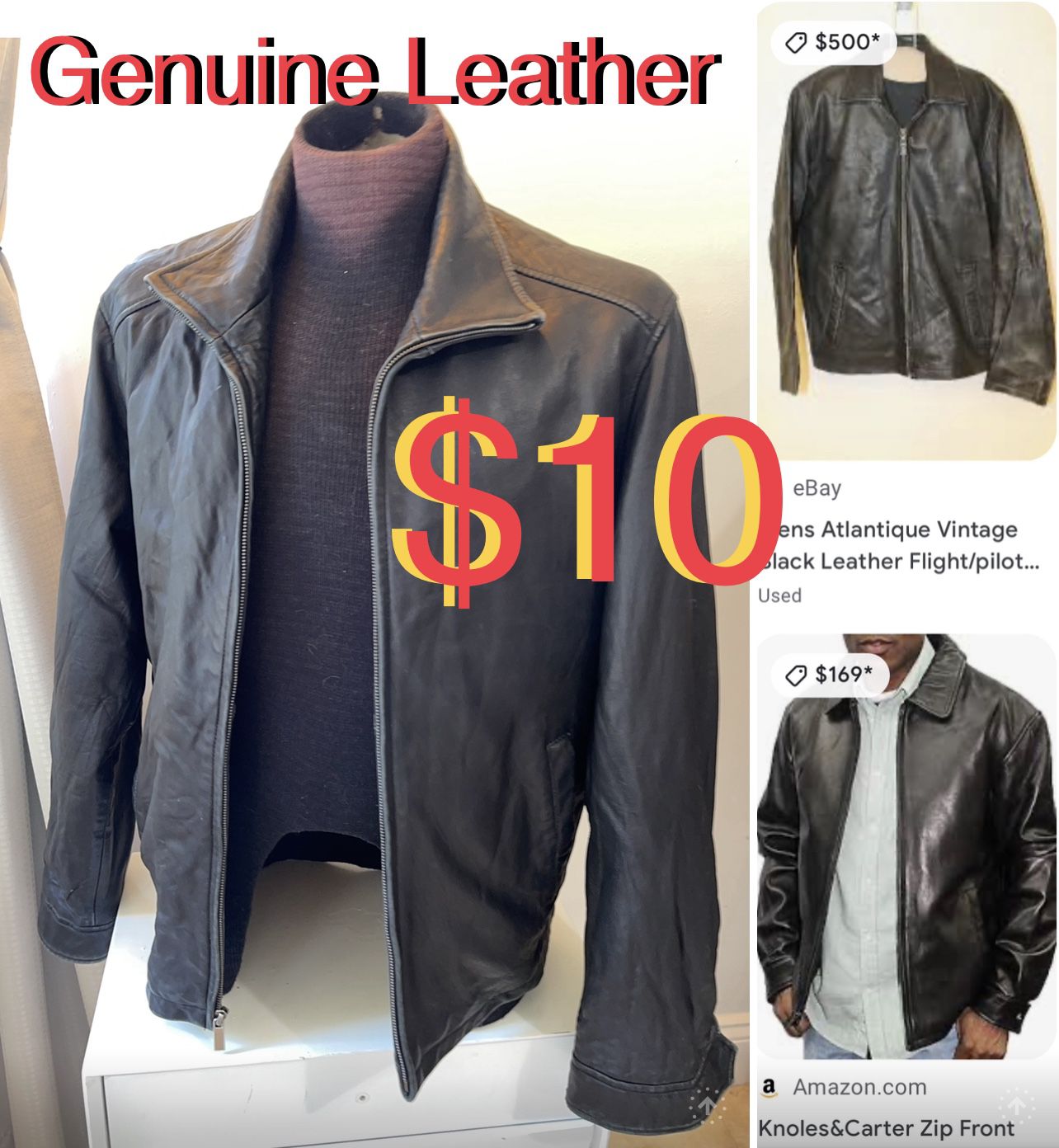 $10 Leather Jacket ALFANI size Small , check my listings i have a lot more available