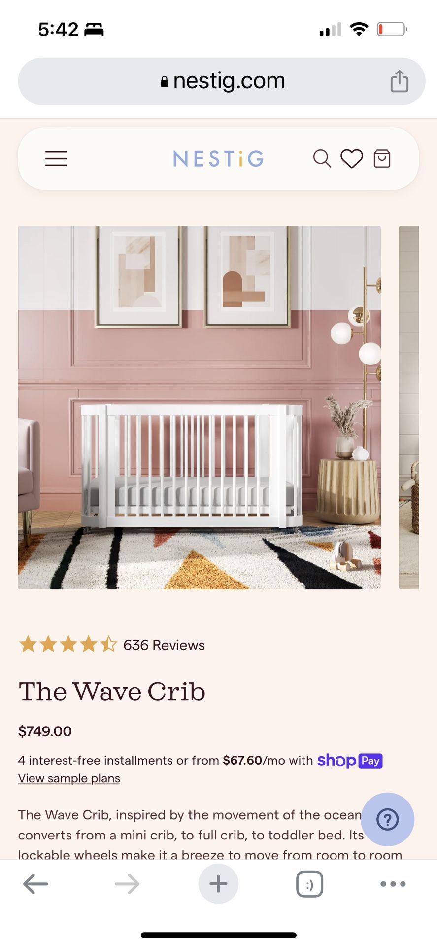 Nestig Wave Crib, Mini Crib, And Toddler Bed (white)