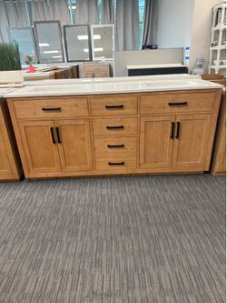 72” Bathroom vanity in wood color