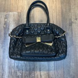 Betsey Johnson Heart Quilted Black Purse