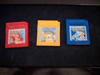 Authentic Pokémon Red Yellow Blue Game Boy Games – Tested & Saving