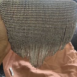 ALDO Sparkly Rhinestone Fringe Evening Clutch - Silver