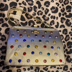 1960s Vintage Gold Leather Rhinestone  Soure Bag New York Or Best Offer