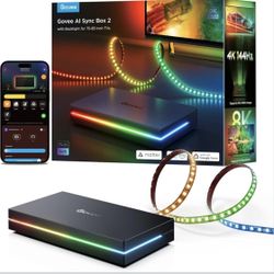 Govee HDMI 2.1 Sync Box 2, AI Sync Box with TV Backlight, Supports 8K@60Hz, 4K@144Hz, VRR and ALLM, Works with SmartThings, Matter and Alexa, RGBIC LE